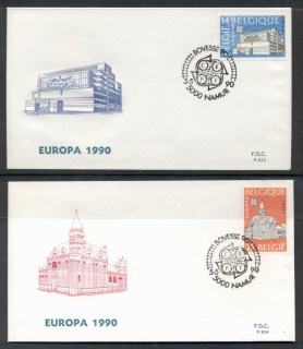 Belgium-1990-Europa-Post-Offices-2x-FDC