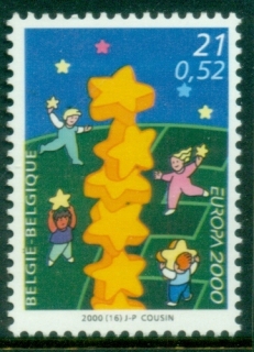 Belgium-2000-EUROPA-Stamps-Tower-of-6-Stars-MUH
