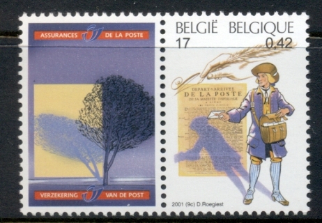 Belgium-2001-European-Posts-500th-Anniversary-Postman-Pen-MUH