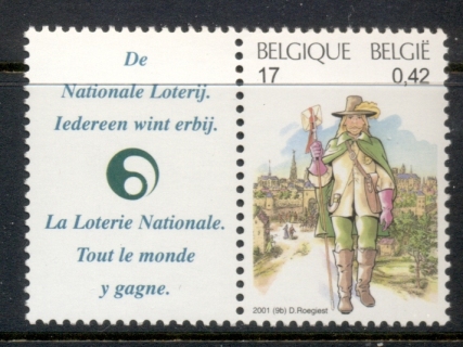 Belgium-2001-European-Posts-500th-Anniversary-Postman-on-Road-MUH