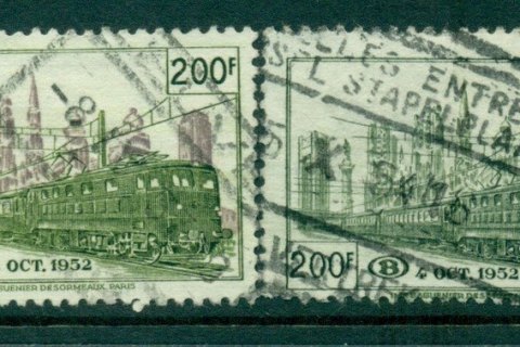 Belgium-1953-Trains-2-x200f-FU-Lot27313