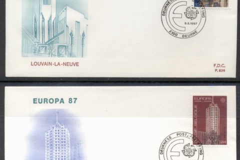 Belgium-1987-Europa-Architecture-2x-FDC