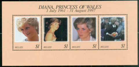 Belize-1998 Princess Diana in Memoriam, Princess of the People MS