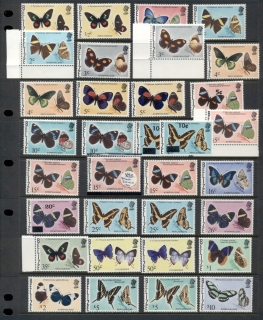 Belize-1974-78-Butterflies-of-Belize-wmk-vars-Asst-MUH-MLH