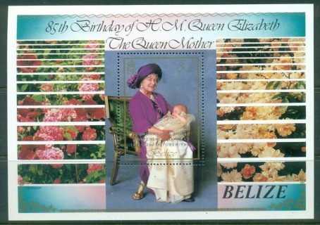 Belize-1985-Queen-Mother-85th-Birthday-Opt-Commonwealth-Summit-MS-MUH