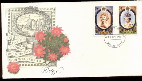 Belize-1986-QEII-60th-Birthday-Fleetwood-FDC