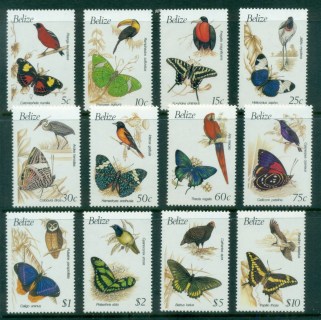 Belize-1990-Birds-Butterflies-MUH