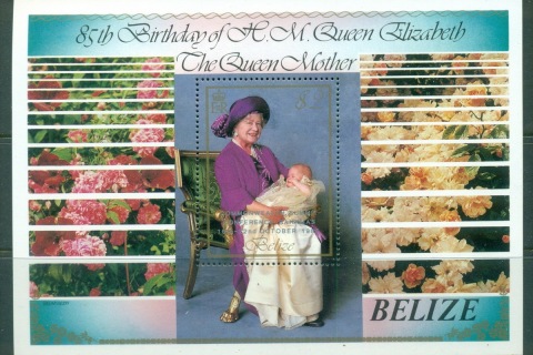 Belize-1985-Queen-Mother-85th-Birthday-Opt-Commonwealth-Summit-MS-MUH