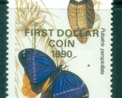 Belize-1990-Birds-Butterflies-Opt-First-Dollar-Coin-MUH