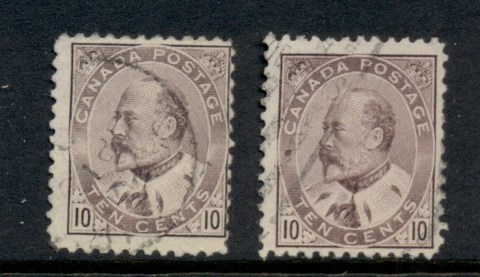 Canada-1903-08-KEVII-Portrait-10c-2-shades-FU