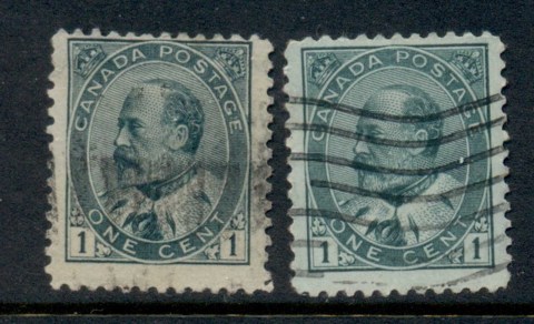 Canada-1903-08-KEVII-Portrait-1c-2-shades-FU