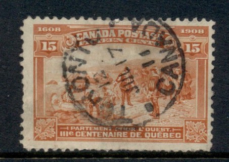 Canada-1908-Quebec-Tercentenary-15c-short-perfs-FU