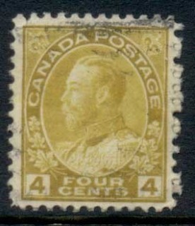 Canada-1911-25-KGV-Admiral-4c-olive-bistre-FU_1