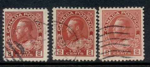 Canada-1911-25-KGV-Portrait-2c-carmine-3xshades-FU