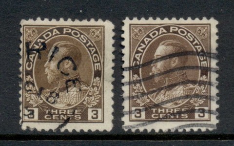 Canada-1911-25-KGV-Portrait-3c-brown-2-shades-FU