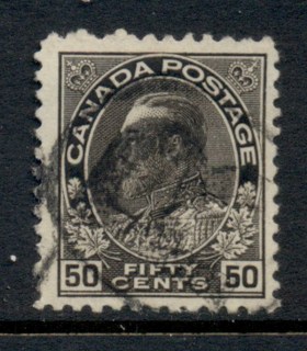 Canada-1911-25-KGV-Portrait-50c-blk-brn-FU