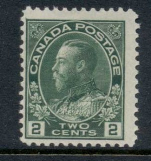 Canada-1911-25-KGV-Portrait-Crown-2c-yellow-gerrn-MUH