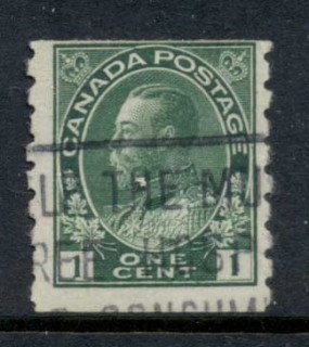 Canada-1912-24-KGV-Admiral-1c-green-Coil-pref-8-vert-FU