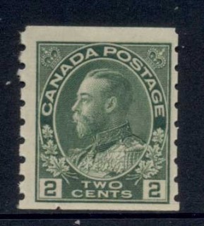 Canada-1912-24-KGV-Admiral-2c-green-coil-perf-8-vert-MUH