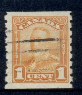 Canada-1930-31-KGV-Arch-Leaf-Coils-1c-Perf-8-5-vert-FU