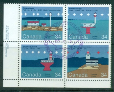 Canada-1985-Lighthouses-Blk-4-FDI-CTO-lot67770