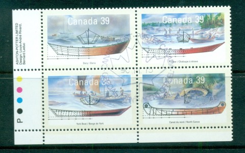 Canada-1990-Canoes-Blk-4-FDI-CTO-lot67765