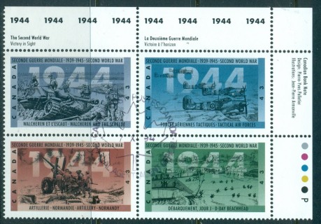 Canada-1992-WWII-Actions-1944-Blk-4-FDI-CTO-lot67756