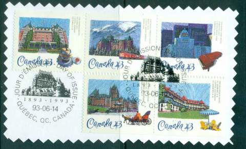 Canada-1993-Canadian-Pacific-Railway-Hotels-On-piece-FU-FDI-lot46034