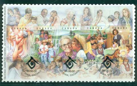 Canada-1994-Intl-jpg-year-of-the-Family-MS-trimmed-on-piece-FU-FDI-lot46036