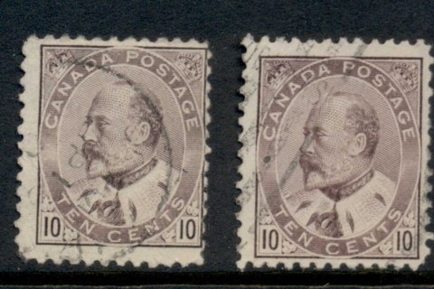 Canada-1903-08-KEVII-Portrait-10c-2-shades-FU