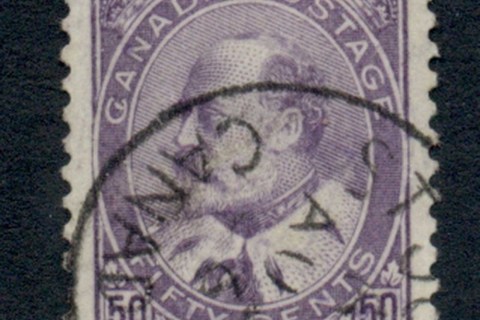Canada-1903-08-KEVII-Portrait-50c-TR-C-perf-bentFU