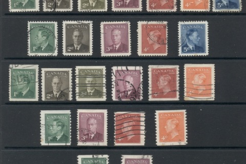 Canada-1949-51-KGVI-Portrait-coils-Asst-FU