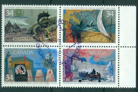 Canada-1986-Explorers-Blk-4-FDI-CTO-lot67762