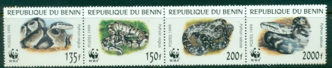 Benin-1999-WWF-Snakes-Pythons-tones-on-reverse-MUH