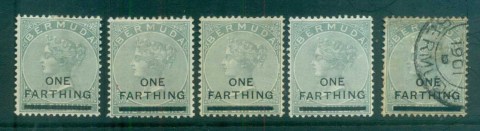 Bermuda-1901-QV-1f-on-1-grey-asst-MH-FU-lot79193