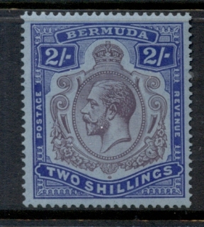 Bermuda-1910-1925-2-Ultramarine-dull-violet-on-blue-KGV-Head-Wmk-Crown-CA-MLH