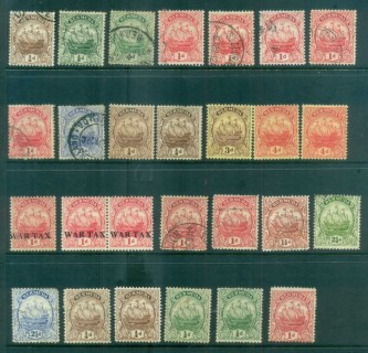 Bermuda-1910-34-Caravel-asst-MH-FU-lot79195