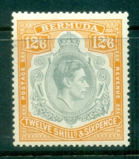 Bermuda-1950-KGVI-12-6d-grey-pale-orange-MLH