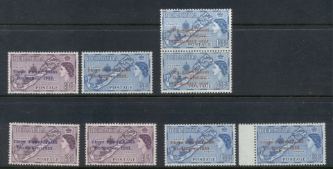 Bermuda-1953-QEII-Pictorial-Opts-Three-Paryt-Takls-vars-Flyspeck-MLH