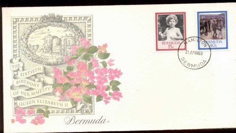 Bermuda-1986-QEII-60th-Birthday-2v-Fleetwood-FDC