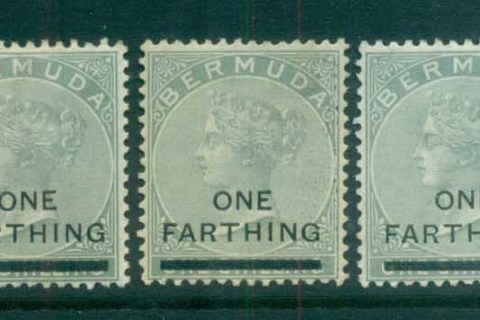 Bermuda-1901-QV-1f-on-1-grey-asst-MH-FU-lot79193