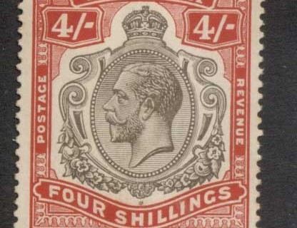 Bermuda-1910-1925-4-carmine-black-KGV-Head-Wmk-Crown-CA-tones-MLH