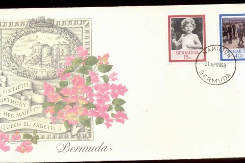 Bermuda-1986-QEII-60th-Birthday-2v-Fleetwood-FDC