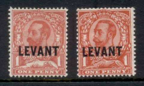 BFPO-Levant-1911-12-KGV-Downey-Head-1d-both-types-MLH-MUH