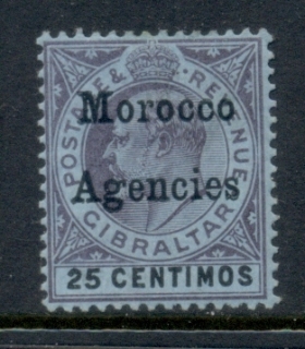 BFPO-Morocco-Agencies-1903-5-KEVII-Wmk-Crown-CA-Opt-on-Gibraltar-25c-MLH