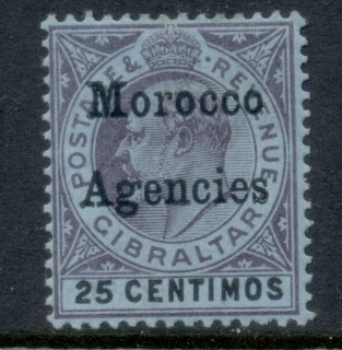 BFPO-Morocco-Agencies-1903-5-KEVII-Wmk-Crown-CA-Opt-on-Gibraltar-25c-MLH