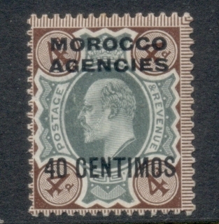 BFPO-Morocco-Agencies-1907-10-KEVII-Opt-on-GB-40c-on-4d-brown-green-MLH
