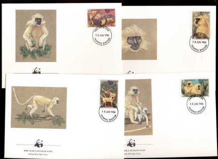 Bhutan-1984 WWF Golden Langur 4xFDC