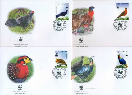 Bhutan-2003 WWF Bhutanese Pheasants 4x FDC