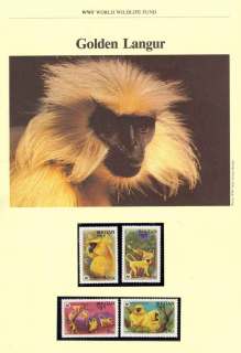 Bhutan 1994 WWF Golden Langur, Monkey